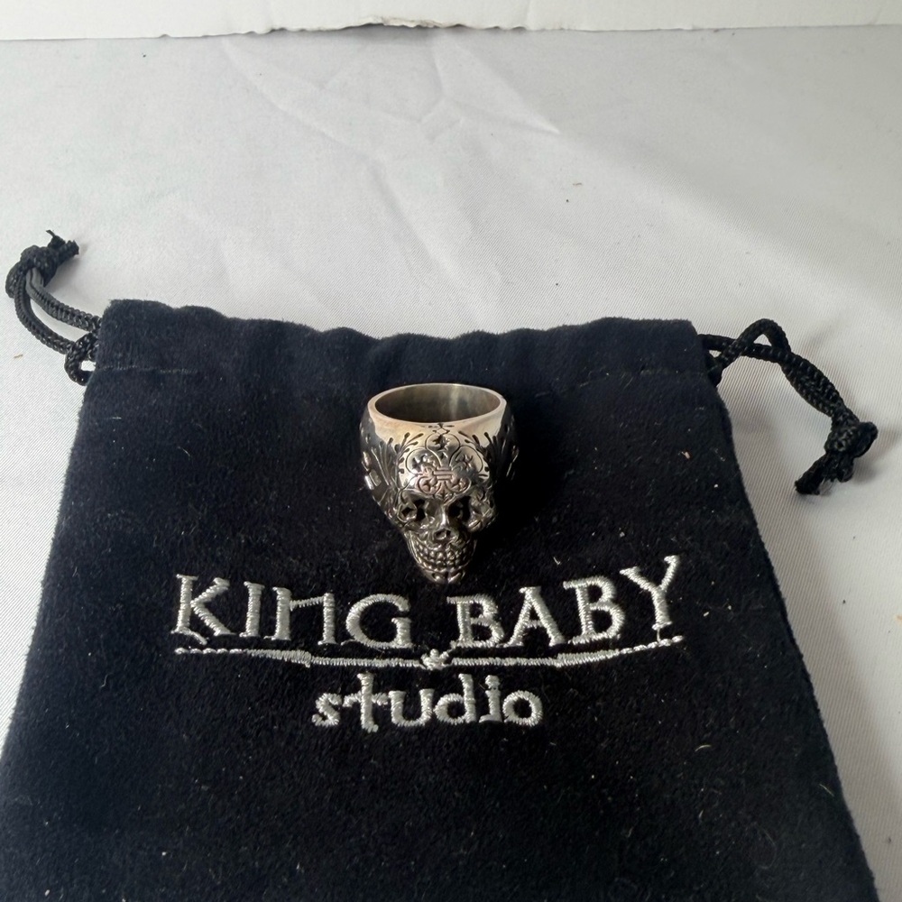 King Baby Studio Black and Silver Ornate Ring